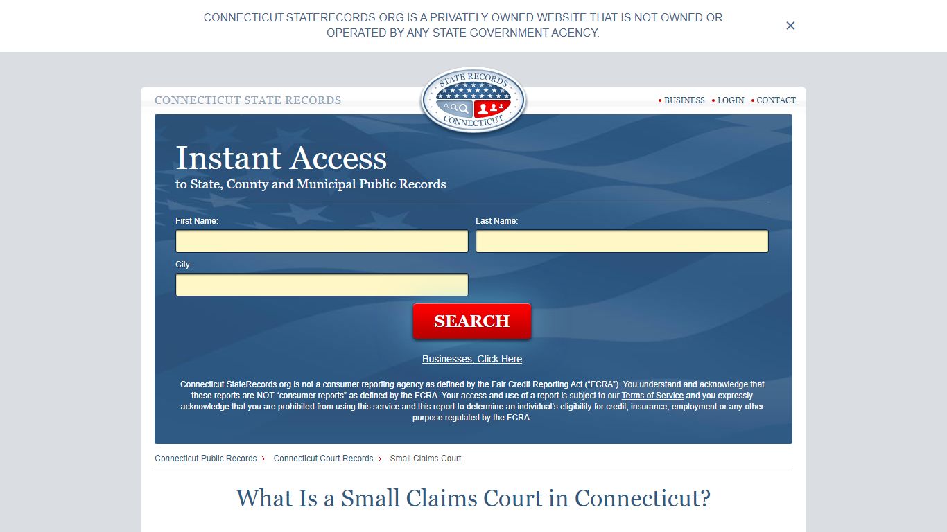 Connecticut Small Claims Court Records | StateRecords.org